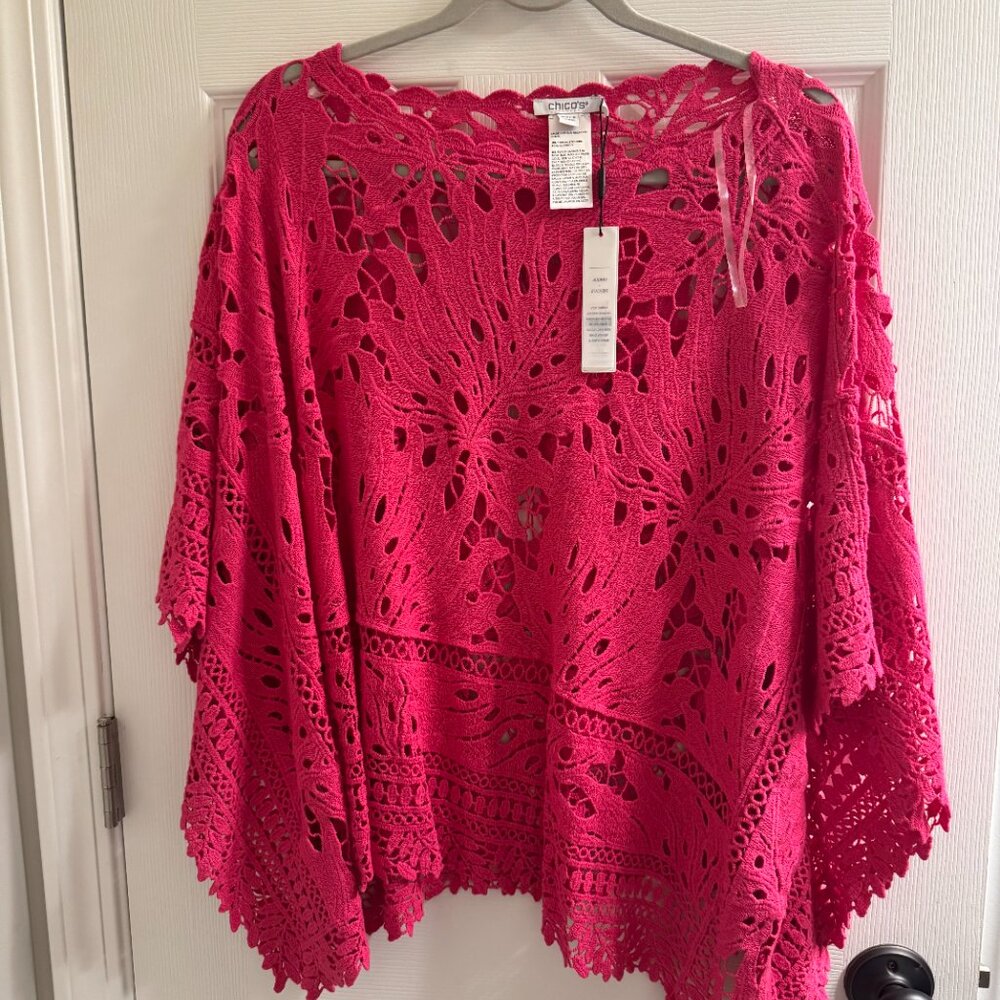 Chico's Lace Crochet Poncho NWT